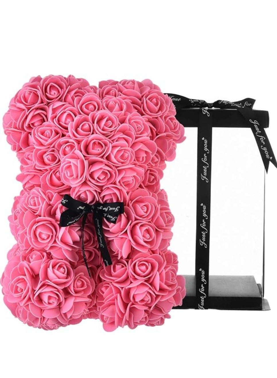 Rose Bear Gift Rose Teddy Bear On Every Rose Bear Flower Bear Perfect for Anniversaries Clear Gift Box Included Pink 10Inch Height