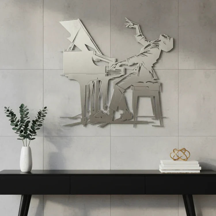 Expressive "Passionate Pianist" Black Acrylic Wall Art – Piano Silhouette Decor