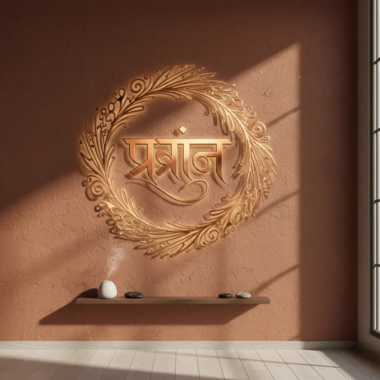 "Prana" (Life Force) Hindi Calligraphy Acrylic Wall Art