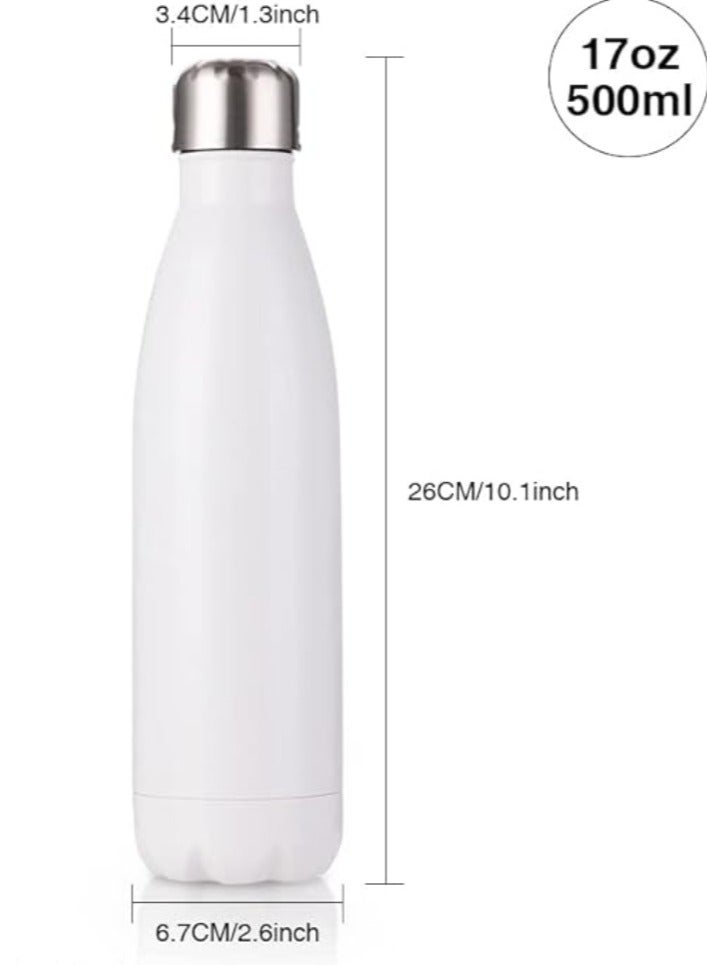 500ML Stainless Steel Vacuum Insulated Water Bottle Cola Shape Bottle Keep 12 Hours Cold & Hot Reusable Metal Leak-Proof Sports Flask Pack Of 2