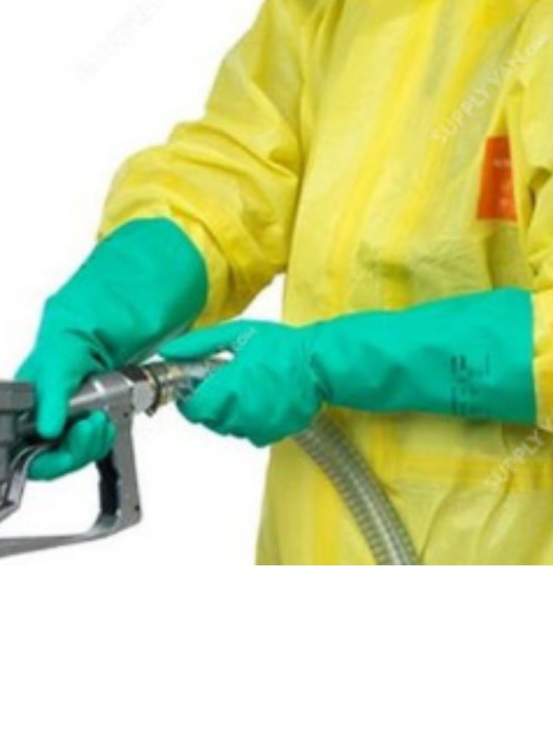 Ansell Nitrile Coated Gloves, 37-185, AlphaTec Solvex, 380MM Length, Size10, Green