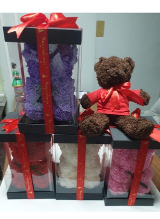 Handcrafted 35.56cm Rose Teddy Bear - Perfect for Valentine's, Anniversary, Mother's Day, Christmas & Birthday Gifts