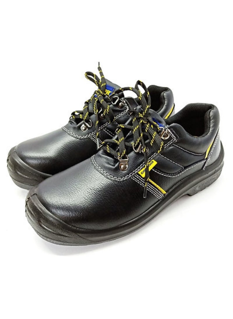 Steel Toe Boots for Men Work Boots Industrial Construction Non-Slip WaterProof Leather Shoes Anti-Puncture Safety Boots Breathable Comfortable Size:UK 10.5(BLACK)