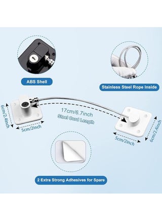 Window Safety Locks Self Adhesive Baby Window Restrictor with Key UPVC Window Locks Child Safety Cable Lock Pet Window Restrictors No Drilling Kids Refrigerator Lock for Childproof 1 Pack