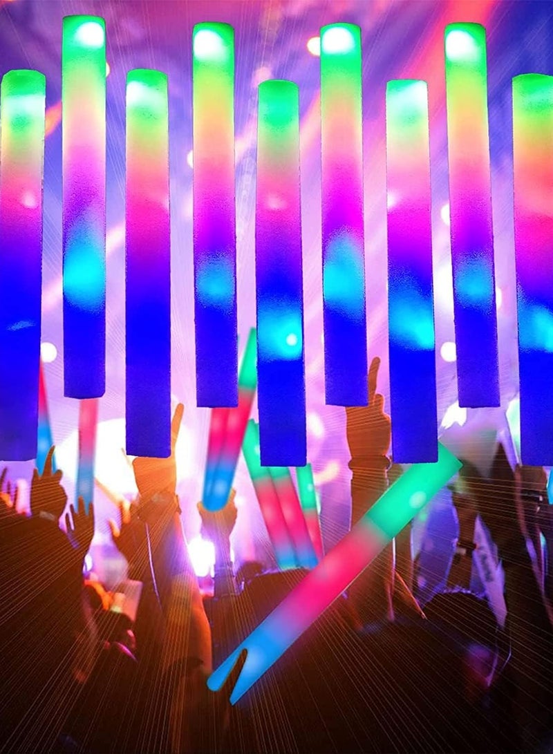 Glow Sticks Bulk Glow in The Dark Party Supplies, LED Foam Sticks with 3 Modes Colorful Flashing Light Up Toys for Party Birthday Wedding Concert 25-PCS