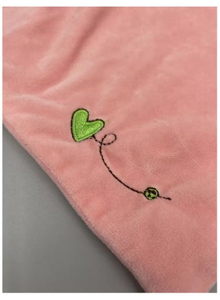 "Vitacelli Tan Teddy Bear Lovey Baby Security Blanket - Soft Pink Velour with Green Heart"