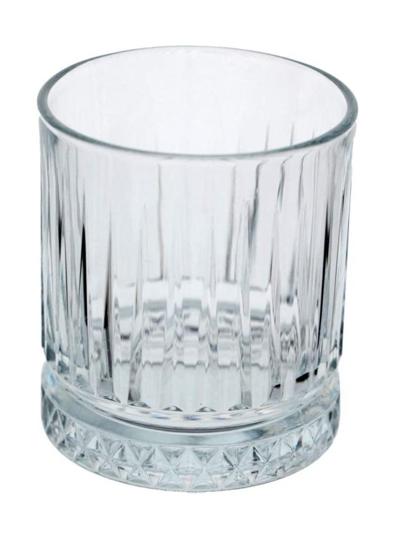 Glasses Set of 6, Transparent, 355 ML Multi Line Design Glass for Drinking Bourbon, Cocktails, Cognac - Old Fashioned Cocktail Tumblers