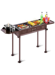 Foldable Stainless Steel Charcoal Barbecue Grill – Portable Outdoor & Camping BBQ Grill for 5-15 People, Ideal for Home & Picnic Use (Brown)
