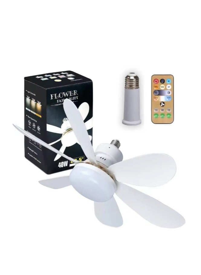 MODI Small Ceiling Fan Light with Remote – 30W LED Dimmable Fan Lamp | 3 Color Modes (3000K/4000K/6500K), Modern Low Profile Ceiling Light for Bedroom, Kitchen, Office – Quiet Motor, White