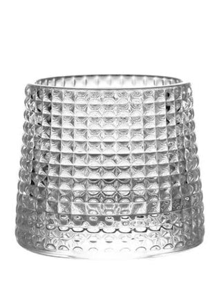 Rotatable Tumbler Crystal Glass Cups,160ML Drinking Glasses with Creative Walnut Coasters