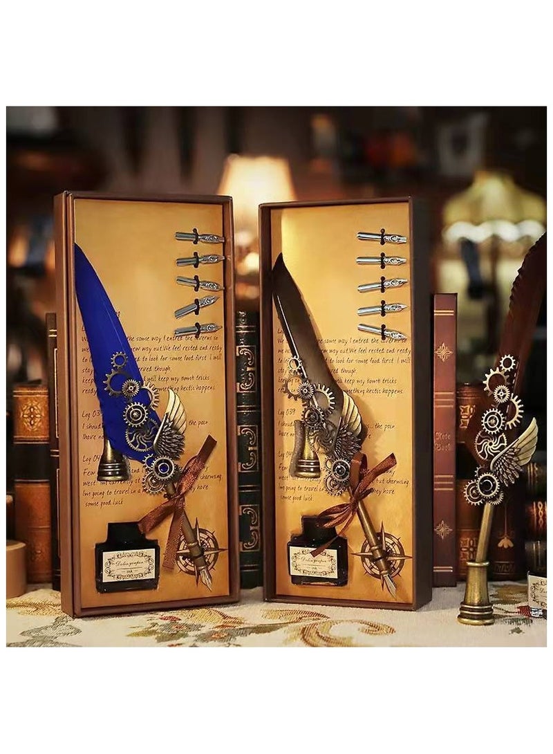 Elegant Calligraphy Feather Pen Set – Vintage Dip Pen with Ink – Ideal for Art, Decoration & Gifting