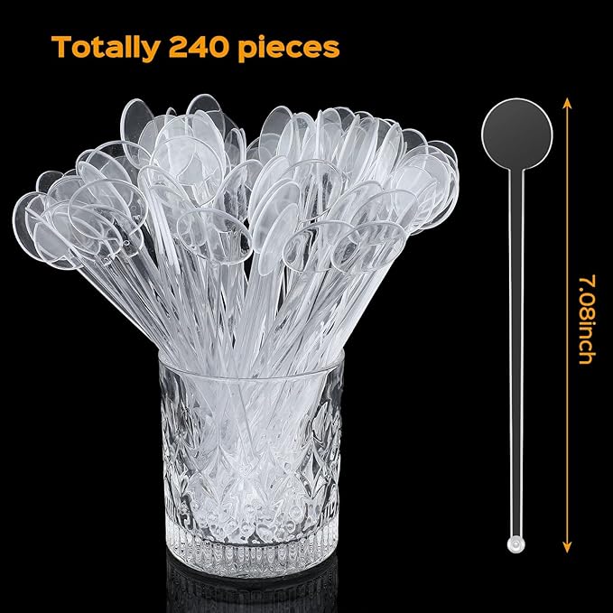 Disposable Plastic Stirring Sticks – Transparent Disc Top Coffee & Beverage Mixing Rods