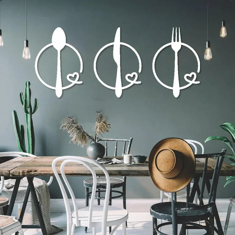 Spoon Knife Fork Heart Acrylic Wall Decal - Beautiful Gifting Decor for UAE Homes & Restaurants