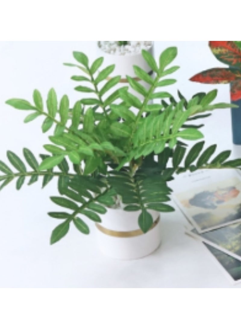 Ceramic Basin Simulation Green Plant Potted Decoration(Spring Feather)