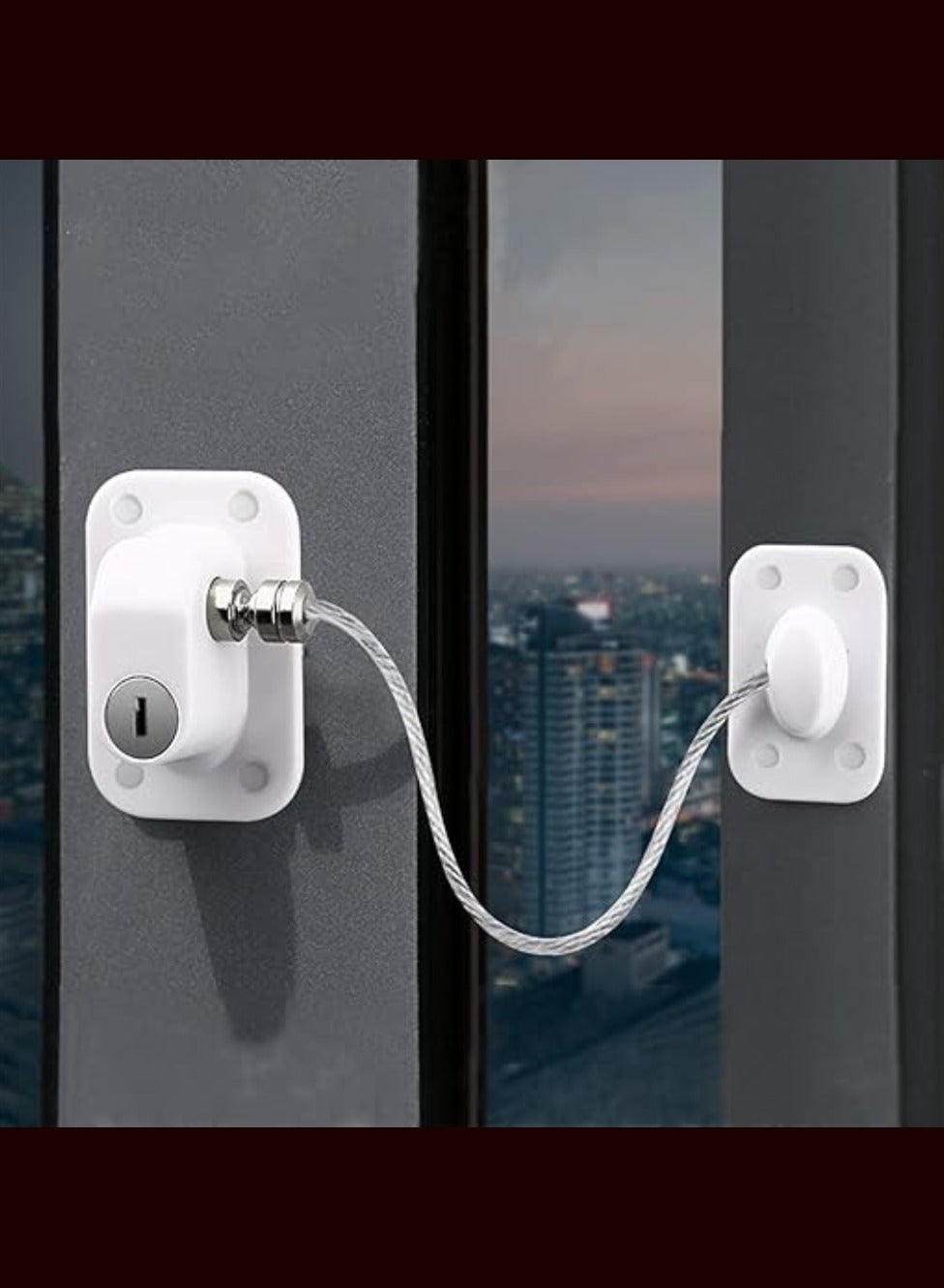 Window Safety Locks Self Adhesive Baby Window Restrictor with Key UPVC Window Locks Child Safety Cable Lock Pet Window Restrictors No Drilling Kids Refrigerator Lock for Childproof 1 Pack