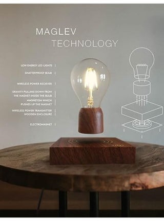 Magnetic Levitating Floating Wireless LED Light Bulb Desk Lamp for Unique Gifts, Room Decor, Night Light, Home Office Decor Desk Tech Toys