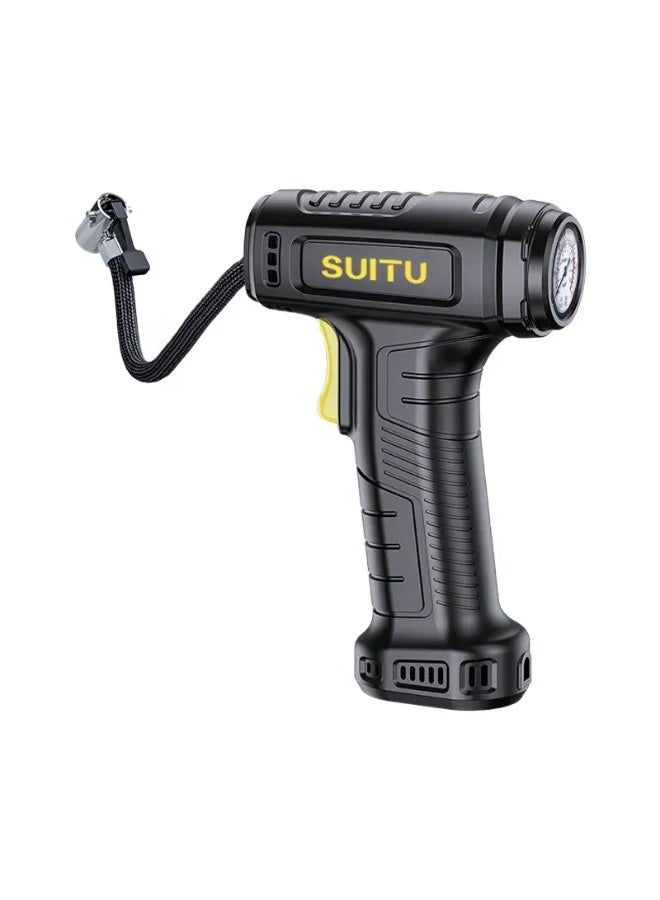 Portable Air Compressor Car Rechargeable Tire Inflator Electric Pump LED Flash Screen With Nozzle Set for Car, Motor, Bike, Ball