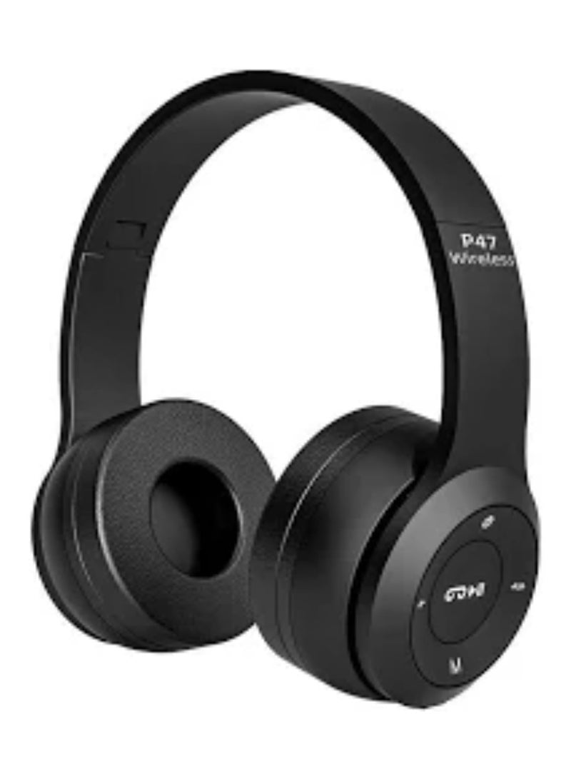 P47 Bluetooth wireless over The headphones Black
