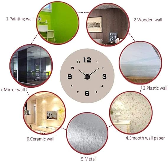 3D Wall Clock, Frameless Wall Clock DIY Wall Decoration,  Wall Clock Home Decor