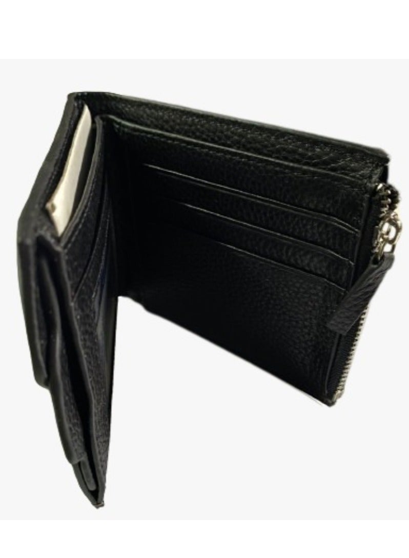 Slim Wallet for Men Genuine Leather Protected Purse Black