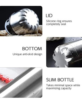 1000ml Stainless Steel Water Bottle Double Walled Sports Water Bottle Vacuum Insulated Cola Shape Travel Thermal Flask Free, Silver SUS304