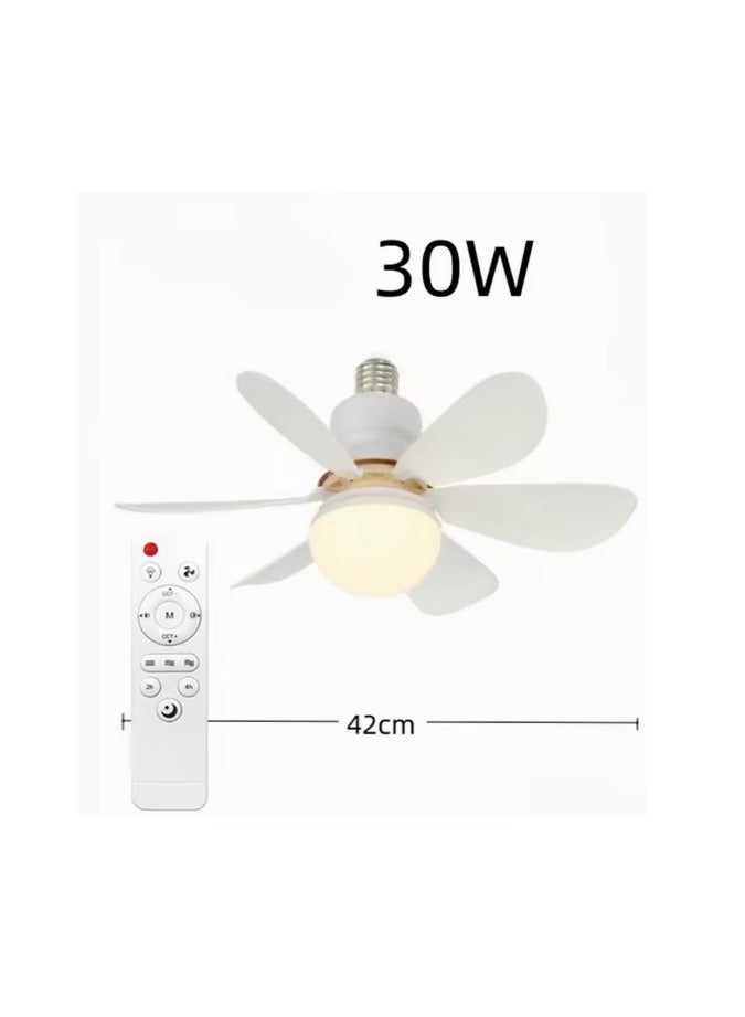 MODI Small Ceiling Fan Light with Remote – 30W LED Dimmable Fan Lamp | 3 Color Modes (3000K/4000K/6500K), Modern Low Profile Ceiling Light for Bedroom, Kitchen, Office – Quiet Motor, White