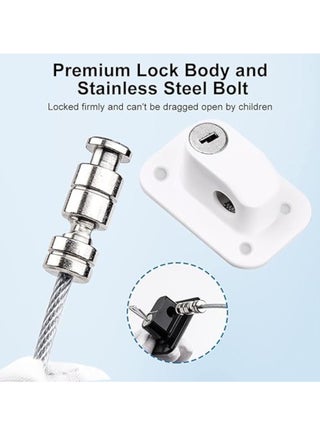 Window Safety Locks Self Adhesive Baby Window Restrictor with Key UPVC Window Locks Child Safety Cable Lock Pet Window Restrictors No Drilling Kids Refrigerator Lock for Childproof 1 Pack