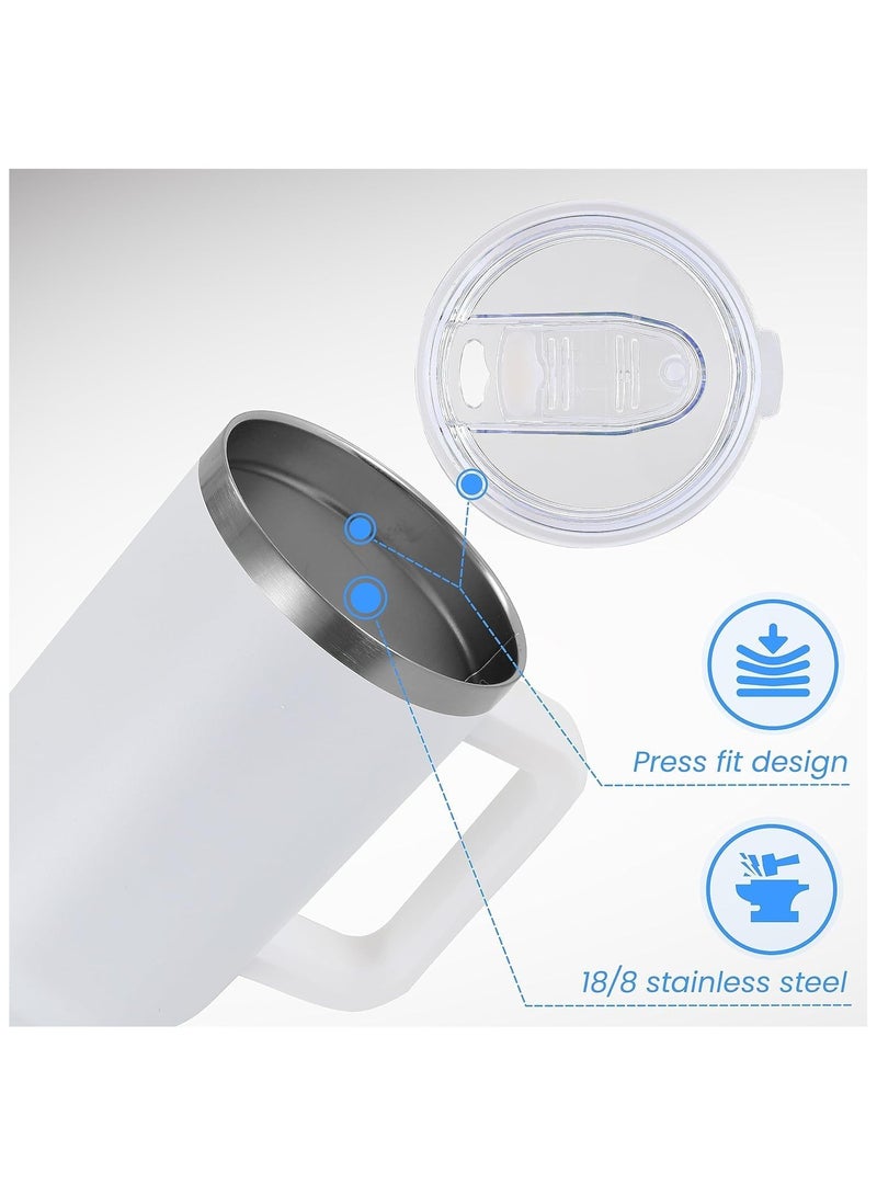 " Travel Mug with Handle and Straw - Stainless Steel, Leak-Proof, Vacuum Insulated Coffee Mug with Lid for Hot & Cold Beverages"