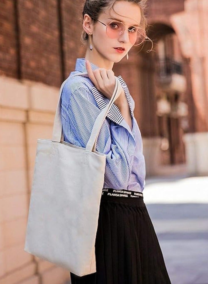 Economical Cotton Tote Bag, Lightweight Medium Reusable Grocery Shopping Cloth Bags, Suitable for DIY, Advertising, Promotion, Gift Pack of 20pcs