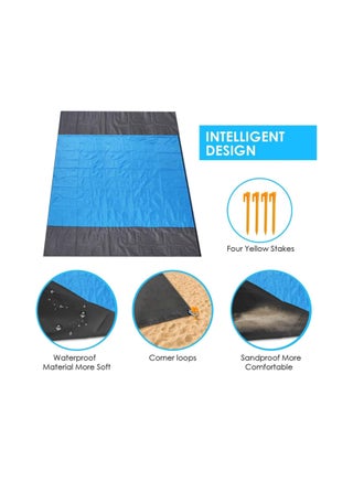 Nylon Waterproof Quick Drying Ripstop Sand Free Compact Outdoor Beach Mat for Travel, Camping, Hiking and Music Festivals (210x200cm)