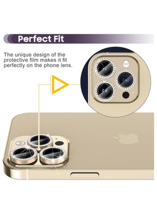 Camera Lens Protector Compatible for iPhone 14 Pro/iPhone 14 Pro Max, [Anti-Scratch] Premium Tempered Glass Film Aluminum Alloy Lens Ring Cover – GOLD DIAMOND