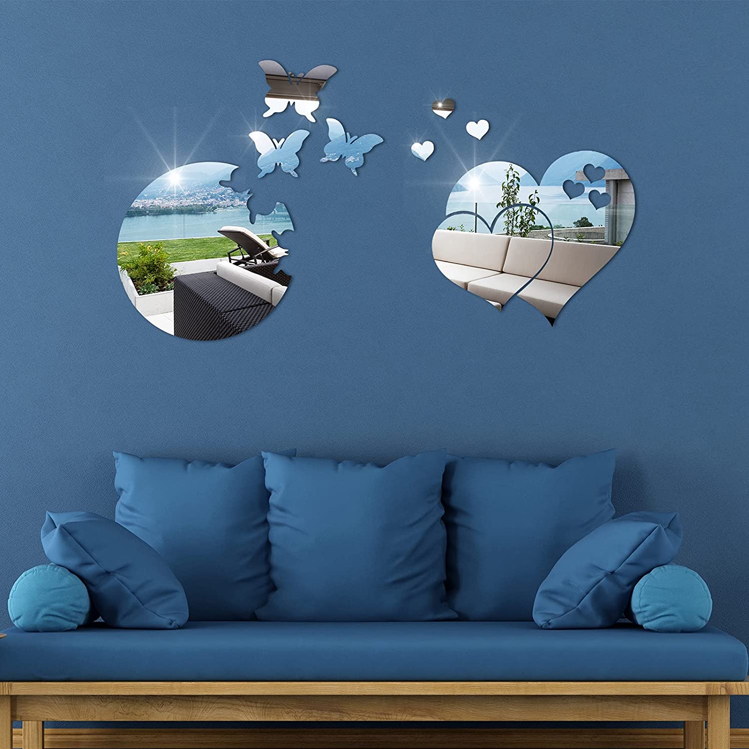 Butterfly Heart Acrylic Mirror Wall Decor for Home Decoration