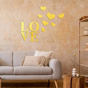 Love & Hearts Acrylic Wall Mirror - Modern Home Decoration [11 pieces]