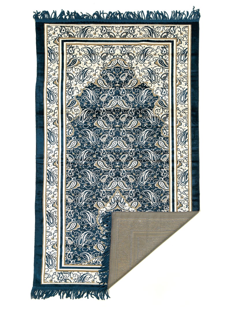 Prayer Mat 614GSM Anti-Slip Velvet Top Islamic Prayer Mat New Design Thick Padded Sajadah Prayer Rug for Men Women Eid Gift Ramadan ( 140cm X 70cm)