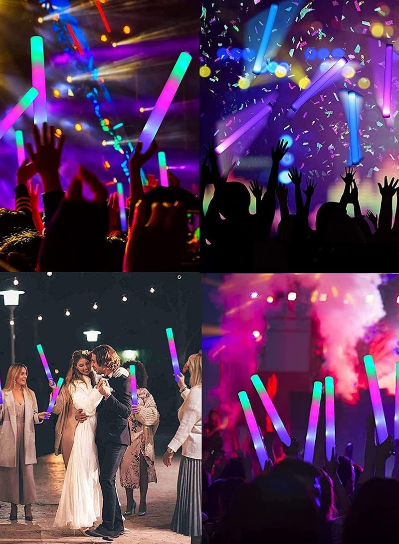 Glow Sticks Bulk Glow in The Dark Party Supplies, LED Foam Sticks with 3 Modes Colorful Flashing Light Up Toys for Party Birthday Wedding Concert 25-PCS