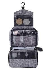 Toiletry Bag with Hanging Hook for Men & Women, Large Makeup Organizer, Travel Cosmetic Case for Toiletries, Full-Sized Bottles, Accessories (Grey)