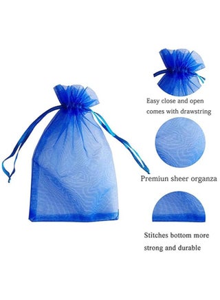 Organza Bags with Drawstrings 7X9 cm Jewelry Pouches Candies Eid Bridal Shower Party Wedding Favor Bags (Royal blue)
