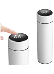 "Intelligent Temperature Display Vacuum Insulated Water Bottle - 500ml White, Keeps Your Drink at the Perfect Temperature"