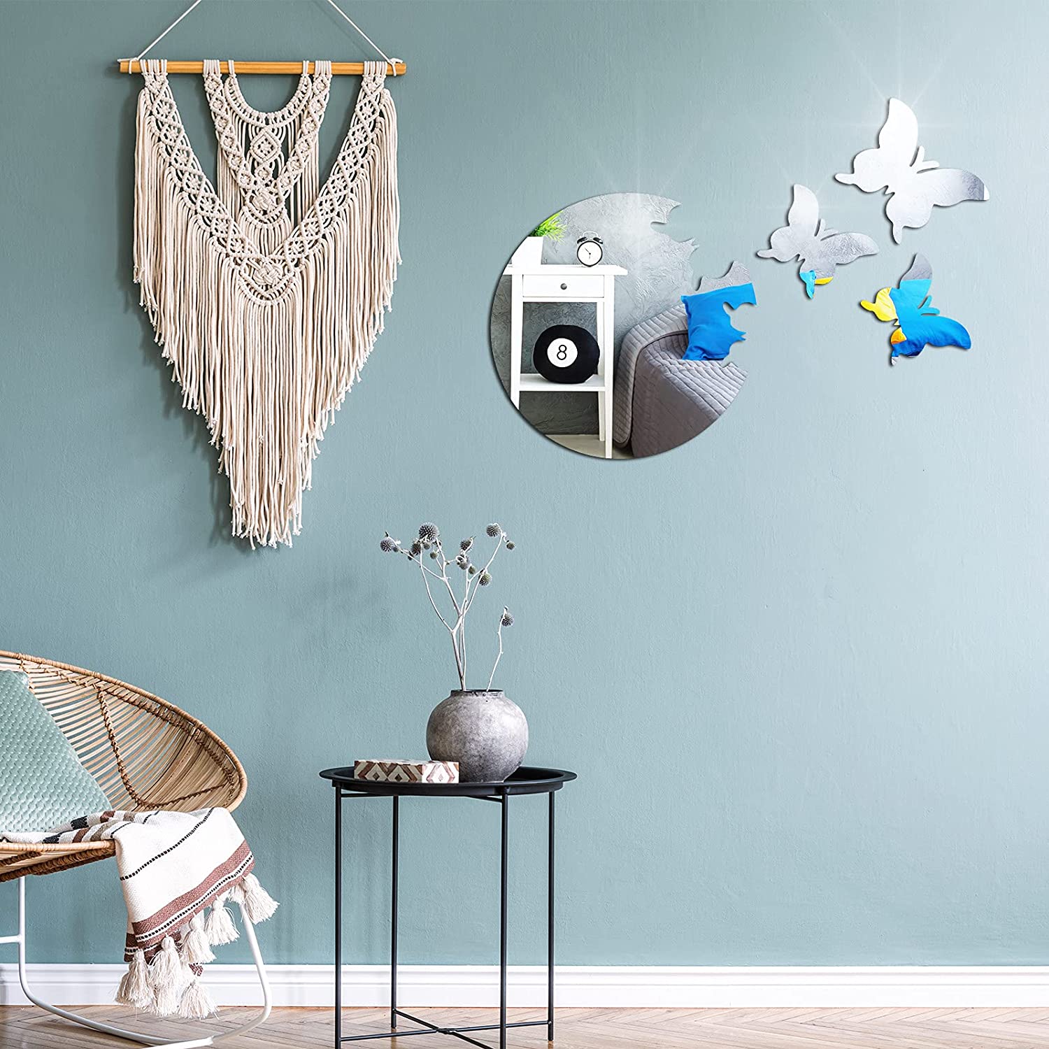 Butterfly Heart Acrylic Mirror Wall Decor for Home Decoration