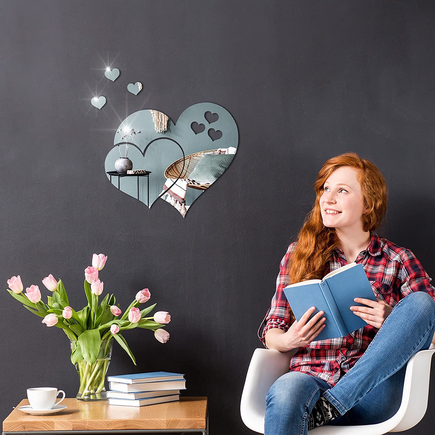 Butterfly Heart Acrylic Mirror Wall Decor for Home Decoration