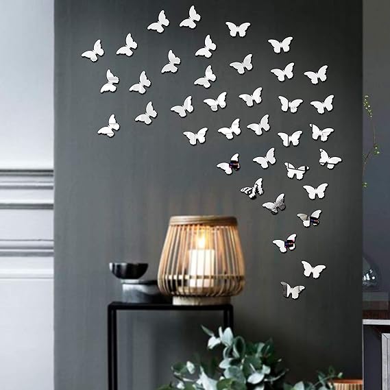 Butterflies Decorative Acrylic Mirror - Modern Home Decoration [40 pieces]