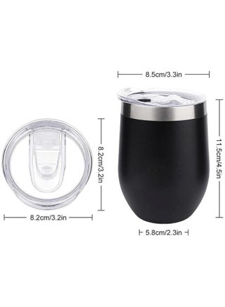 Insulated SUS304 Grade Tumblers with Lid, 250ml Travel Coffee Mug Stainless Steel Vacuum Thermos Cup, Leak Proof Reusable Double Walled Coffee Tumbler for Iced and Hot Drinks (Black)