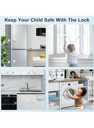 Window Safety Locks Self Adhesive Baby Window Restrictor with Key UPVC Window Locks Child Safety Cable Lock Pet Window Restrictors No Drilling Kids Refrigerator Lock for Childproof 1 Pack