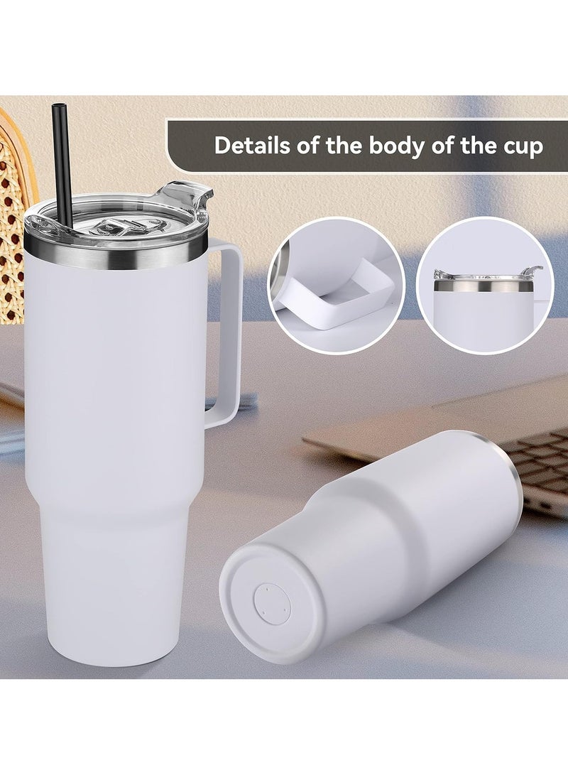" Travel Mug with Handle and Straw - Stainless Steel, Leak-Proof, Vacuum Insulated Coffee Mug with Lid for Hot & Cold Beverages"
