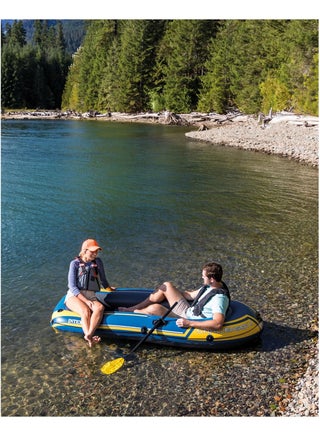 Challenger Inflatable Boat Set – Durable Pvc With Deluxe Oars, High-Output Pump, Triple Air Chambers & Heavy-Duty Grab Handle (236X114X41 Cm)