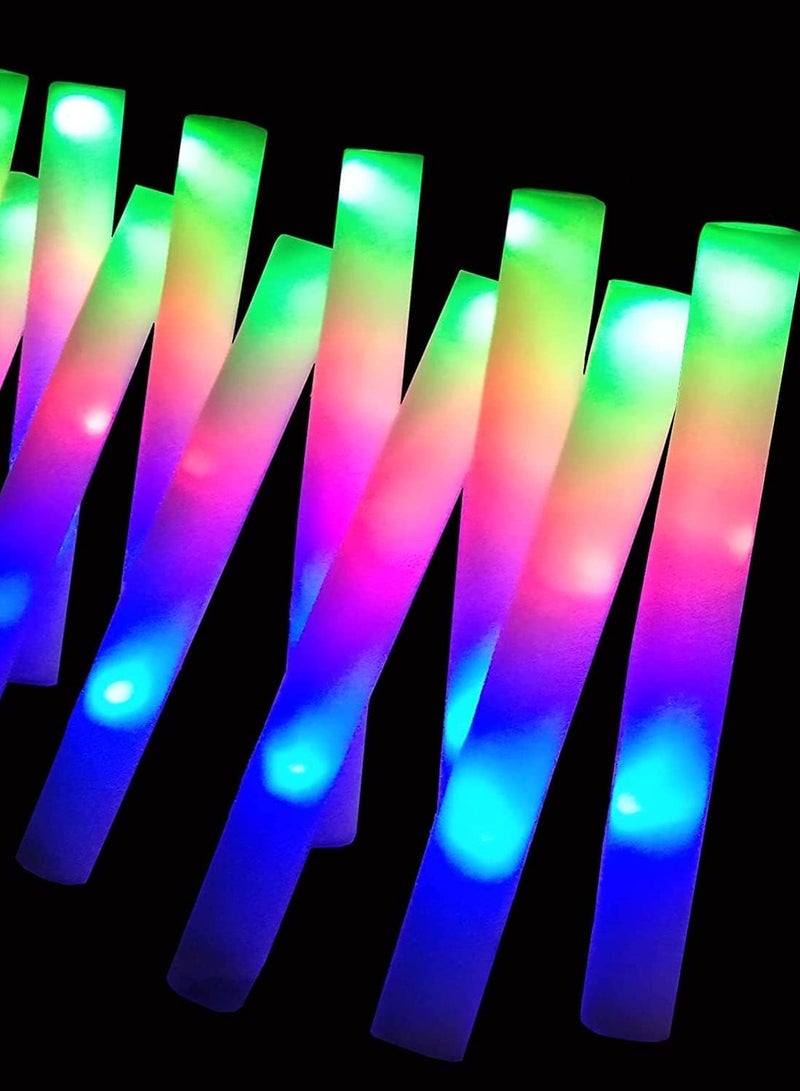 Glow Sticks Bulk Glow in The Dark Party Supplies, LED Foam Sticks with 3 Modes Colorful Flashing Light Up Toys for Party Birthday Wedding Concert 25-PCS