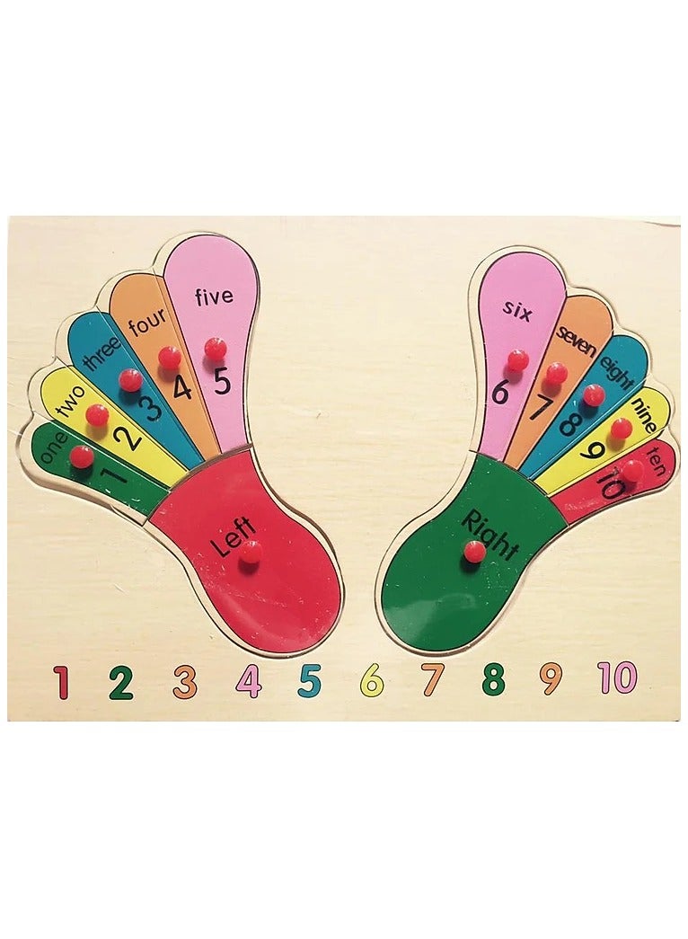 Early Learning 3D Wooden Foot Educational Puzzle Board for Kids