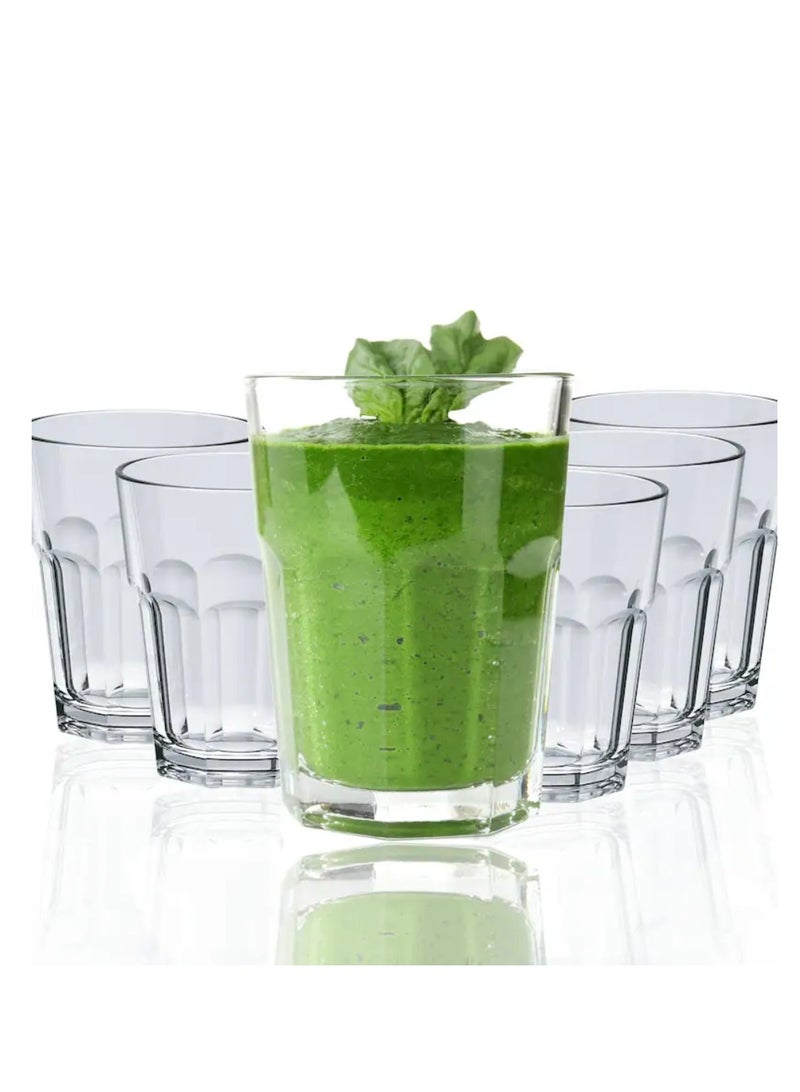 Drinking Glasses By Decor Works 12 Oz Acrylic Set of 6, Clear Tumbler Dishwasher Safe Unbreakable Cup Set Of 6