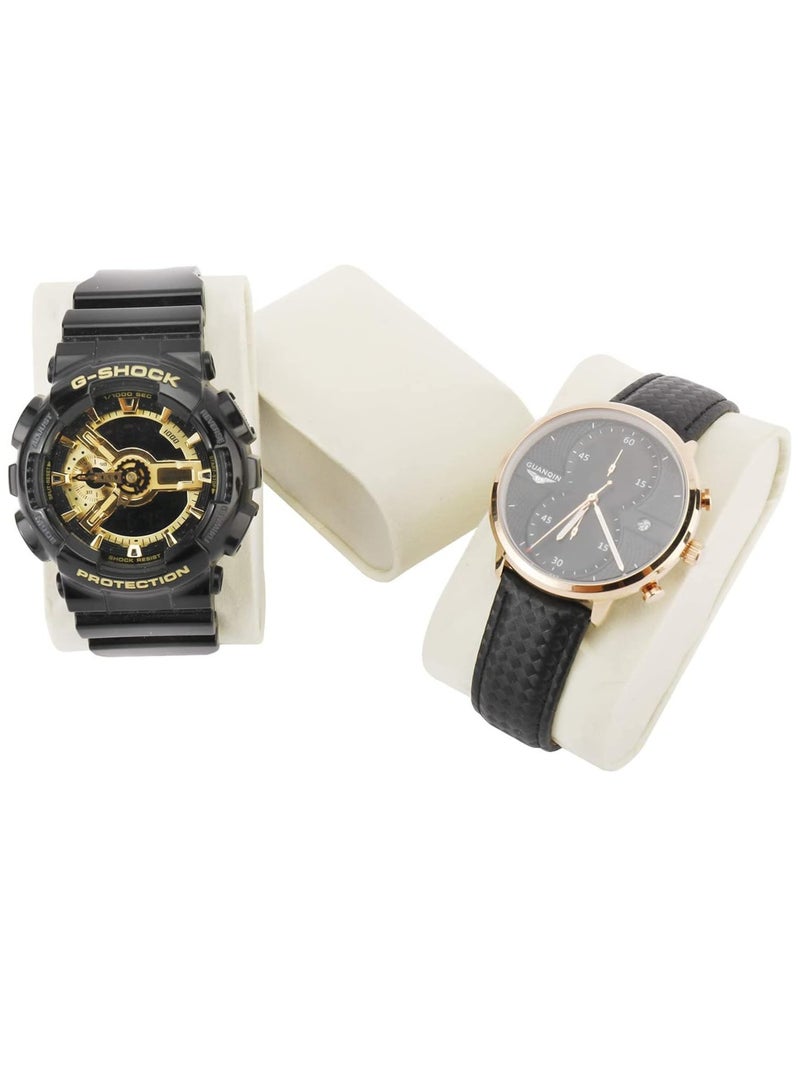 Premium PU Leather Watch Box, Watch Holder, Watch Organizer with Glass Lid, Watch Case with Removable Watch Pillow, Velvet Lining, Metal Clasp, Watch Display (10 Slot) Size: 30x19x13CM