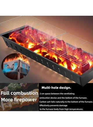 Foldable Stainless Steel Charcoal Barbecue Grill – Portable Outdoor & Camping BBQ Grill for 5-15 People, Ideal for Home & Picnic Use (Brown)